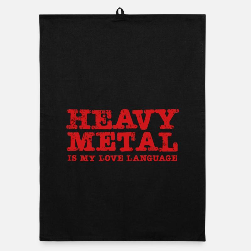 Le Heavy Metal est mon langage d’amour - Torchon bio - noir