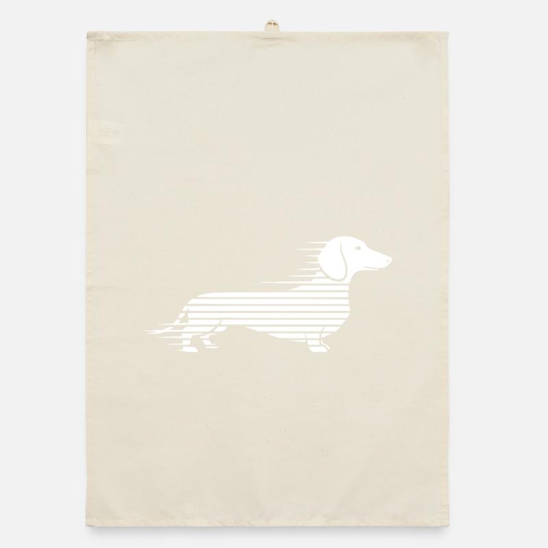 Teckel rayé en course Torchon bio