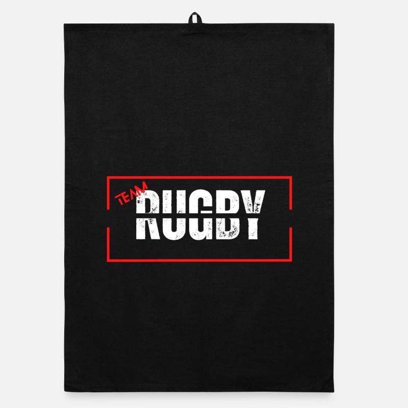 Team rugby red Organic dish towel