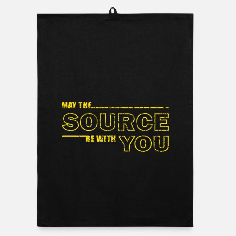 May the Source Be With You – Geek Tee - Organic dish towel - black