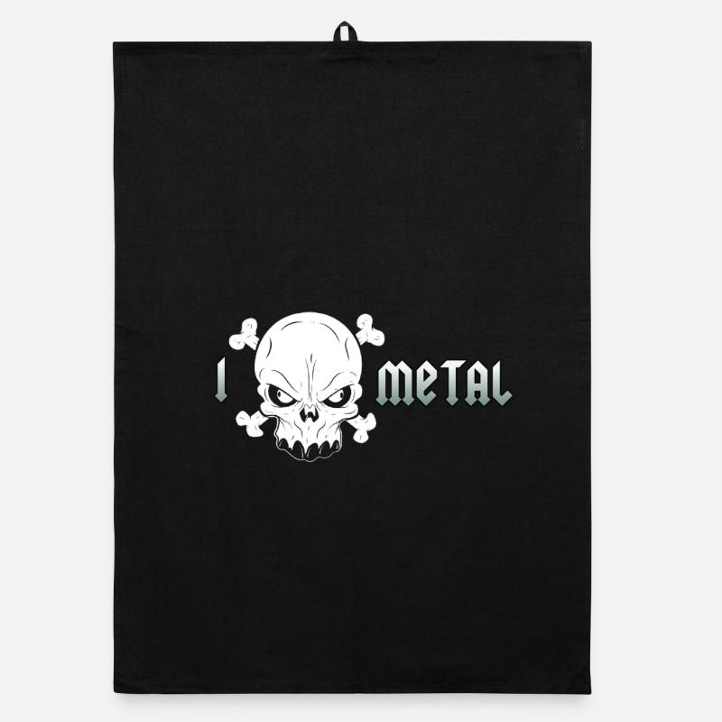 Crâne en métal extrême - Torchon bio - noir