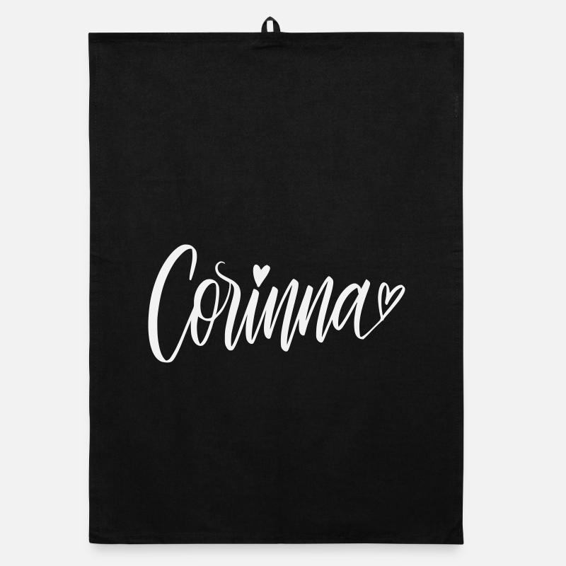Corinna Écriture manuscrite avec cœur Torchon bio