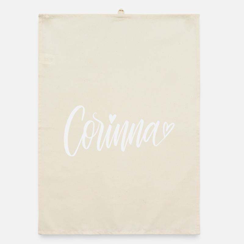 Corinna Handwriting Type with Heart Organic dish towel