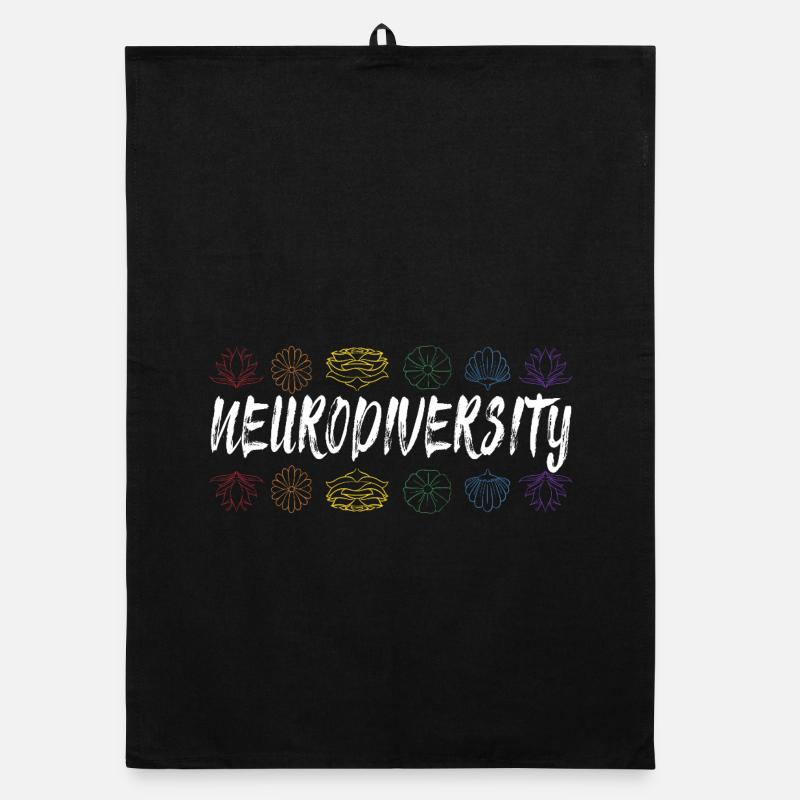 Neurodiversité Typographie florale arc-en-ciel Torchon bio