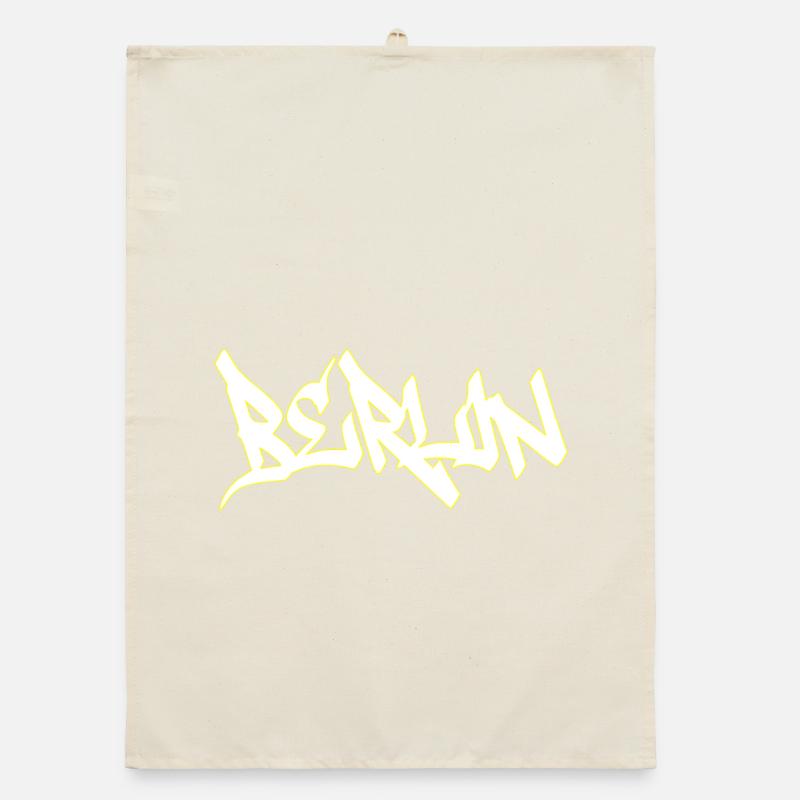 Berlin Graffiti Brown Lettering Organic dish towel
