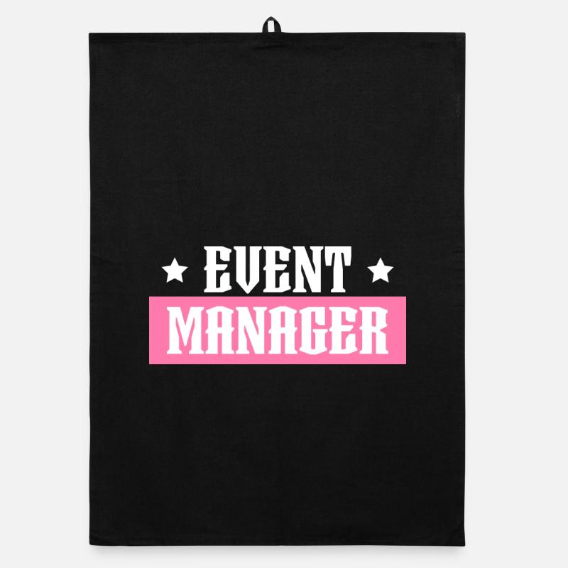 Event Manager rosa tshirt schwarz - Organic Geschirrtuch - Schwarz