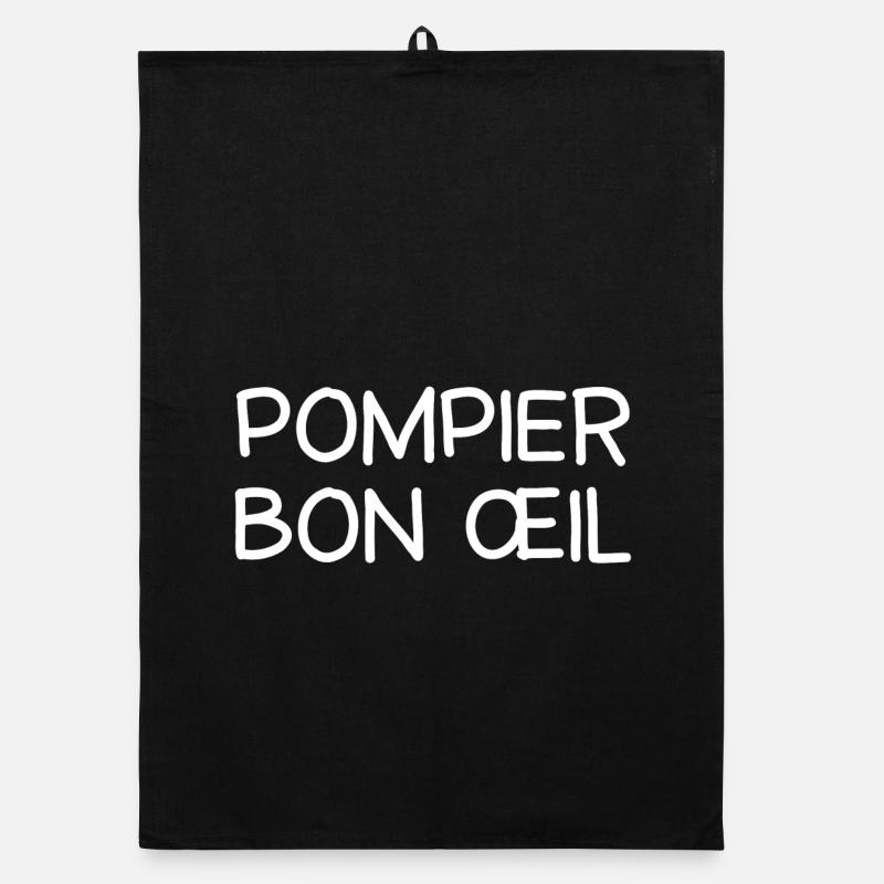 pompier, caserne de pompier, incendie - Torchon bio - noir