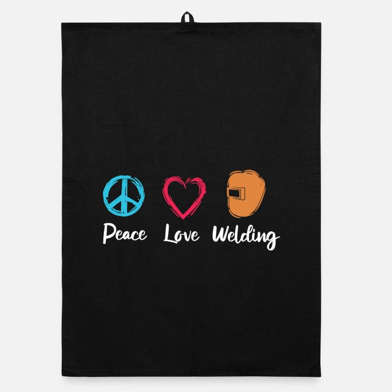 Peace Love Welding Organic dish towel