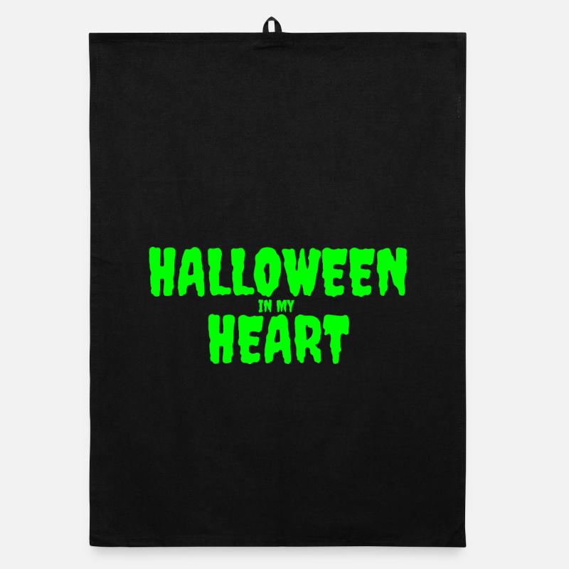 Halloween dans mon coeur Typographie Design Torchon bio