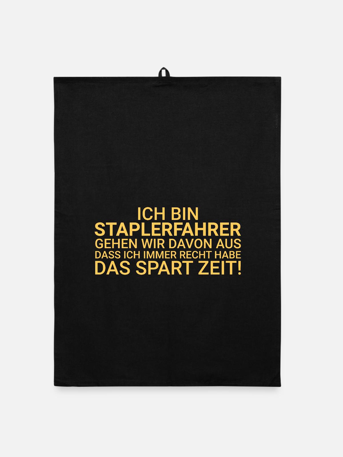 Staplerfahrer Zeit Sparen Gabelstaplerfahrer - Organic Geschirrtuch - Schwarz - Vorne