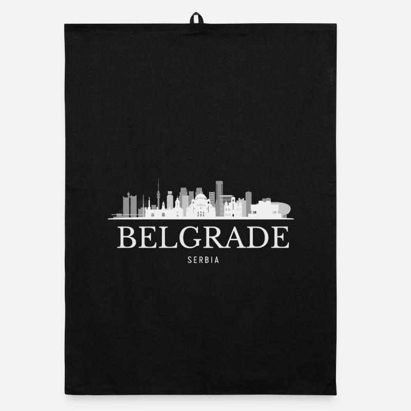 Silhouette de Belgrade, Belgrade Serbie Torchon bio