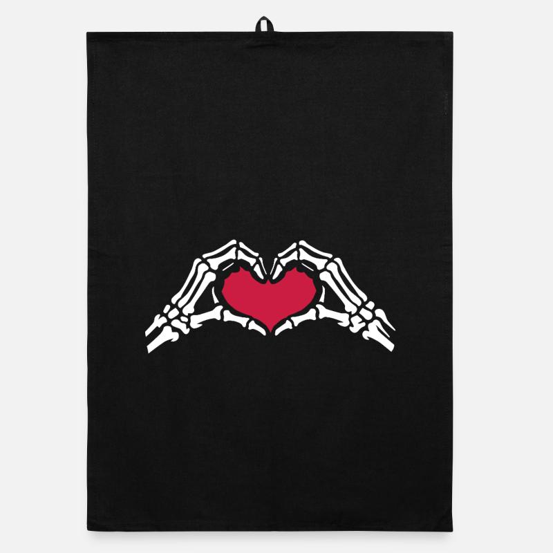 Skeleton Hands Heart Love Valentine's Day Organic dish towel