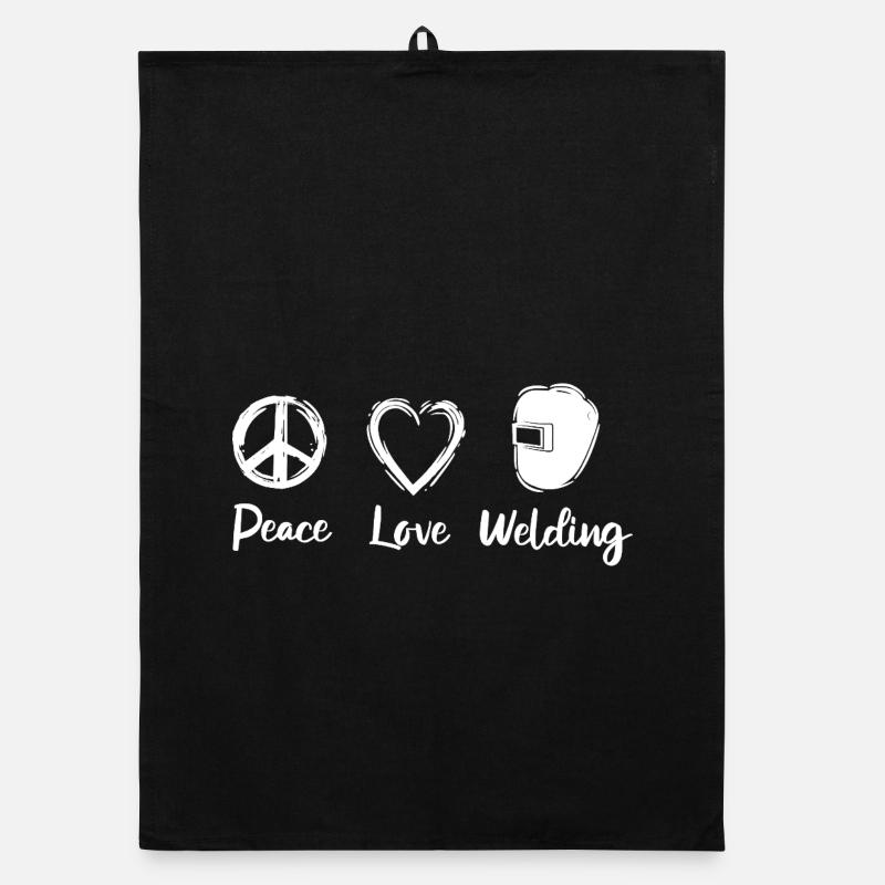 Peace Love Welding Organic dish towel