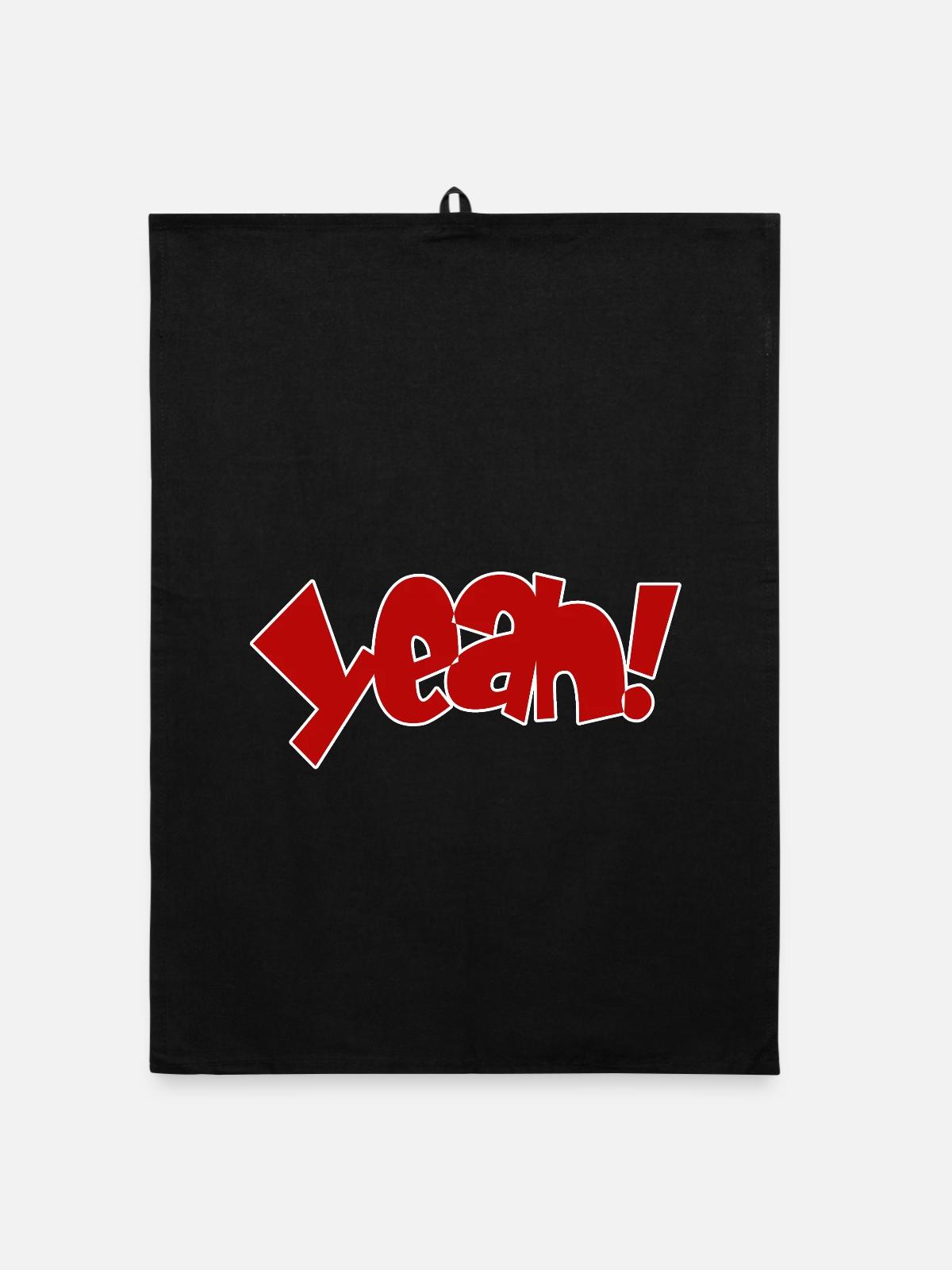 Yeah Cartoon Pop Design - Organic Geschirrtuch - Schwarz - Vorne