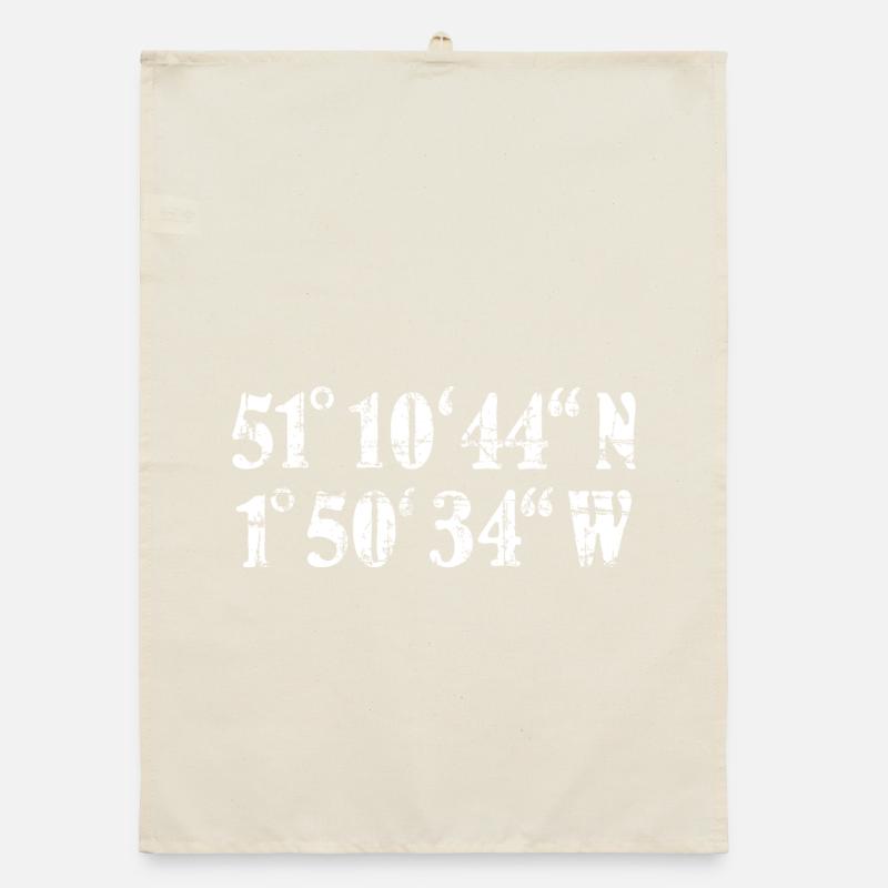 Stonehenge Coordinates Vintage White (EU) Organic dish towel