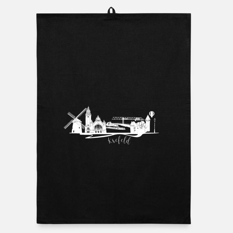 Krefeld skyline with windmill Organic dish towel