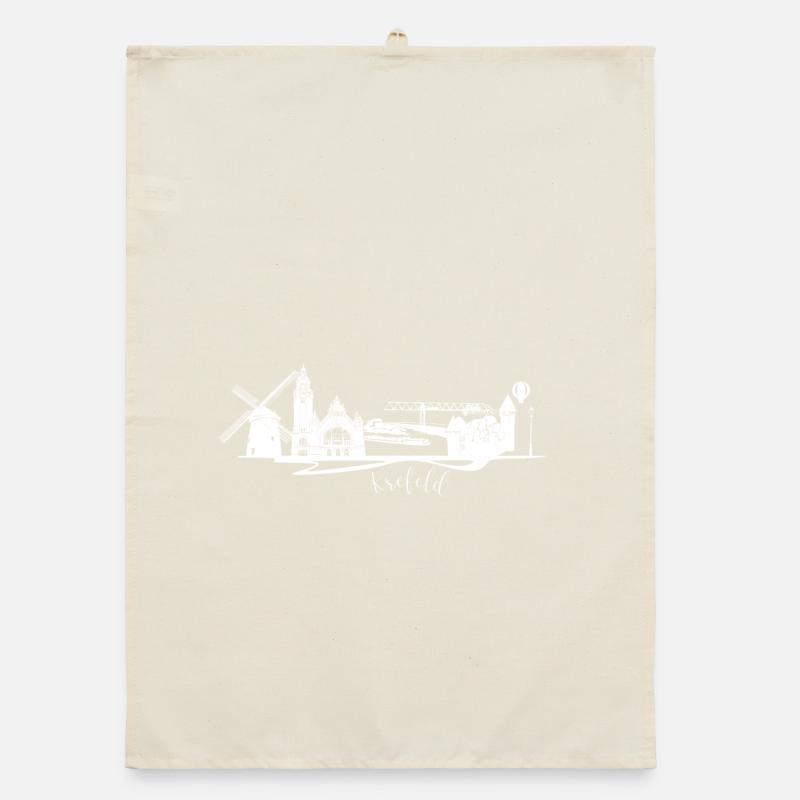 Krefeld skyline with windmill Organic dish towel