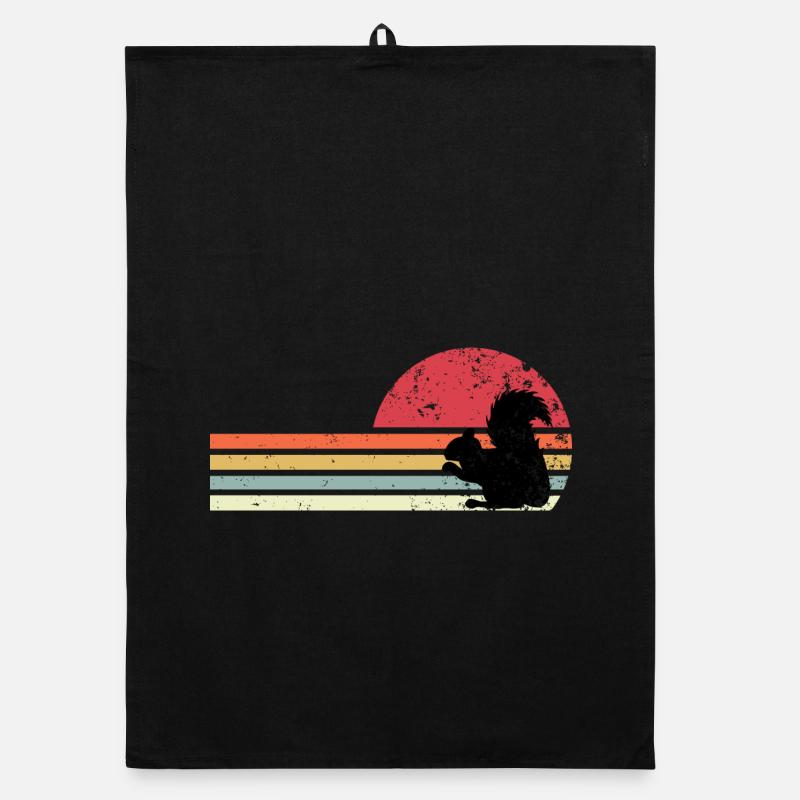 retro squirrel Organic dish towel