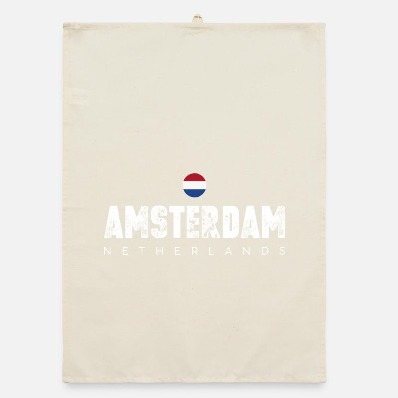 Amsterdam Bold Distressed Typografie Organic Geschirrtuch