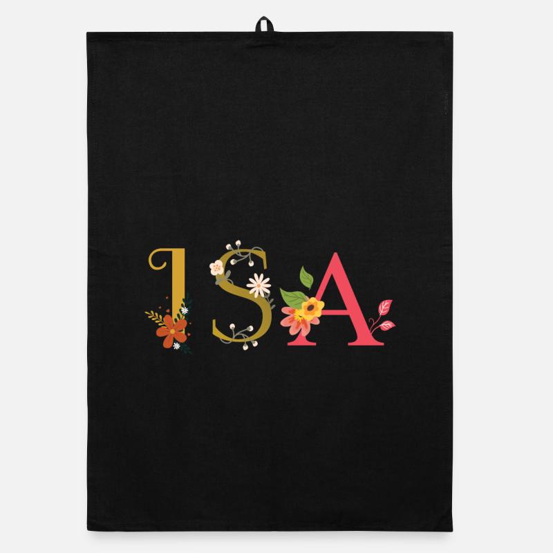 Le nom de l’ISA est décoré de fleurs Torchon bio