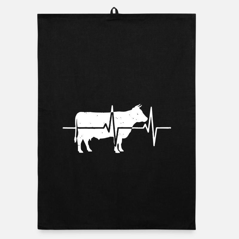 Cow Heartbeat ECG Farmer Pulse Vector Organic dish towel
