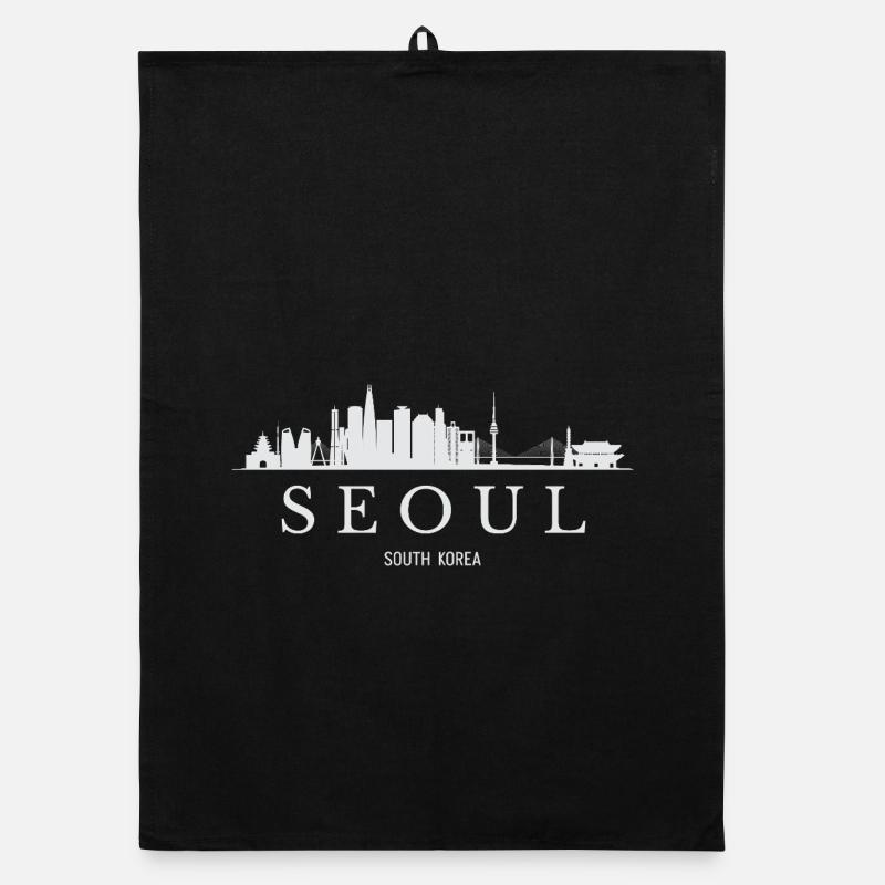 Silhouette de Séoul, Corée du Sud de Séoul Torchon bio