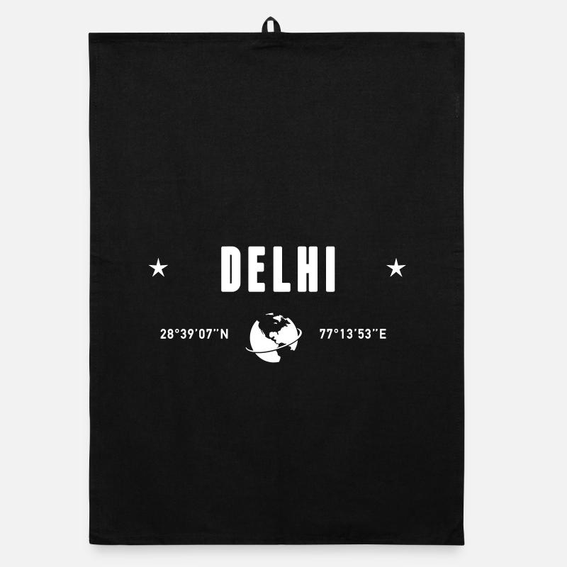 Delhi Inde Coordonnées Planète Terre Blanche Torchon bio