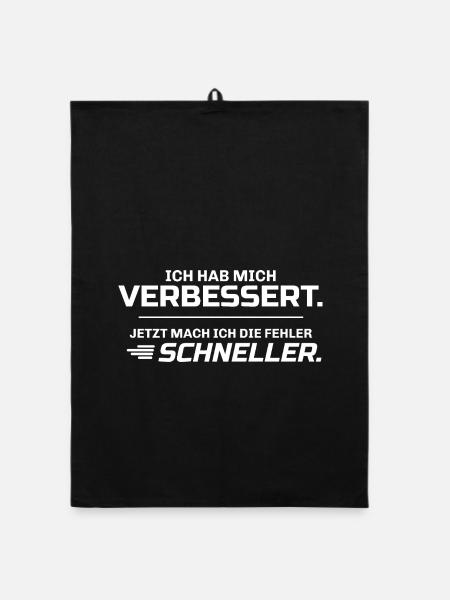 Jetzt mach ich die Fehler schneller - Lustig - Organic Geschirrtuch - Schwarz - Vorne