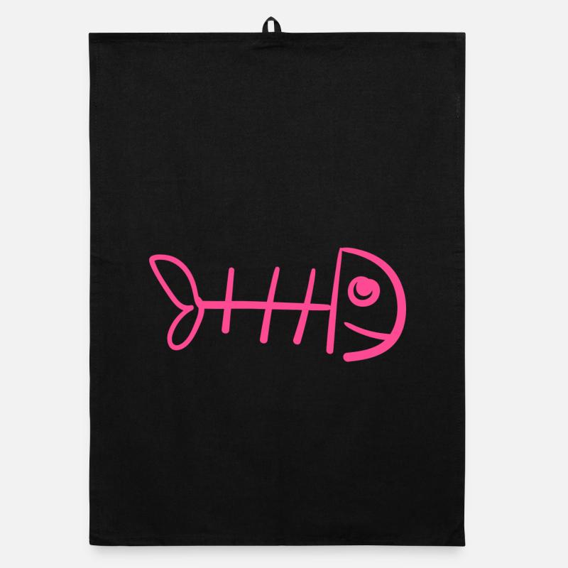 Fischgräte - Lustiges Katzenshirt Organic Geschirrtuch