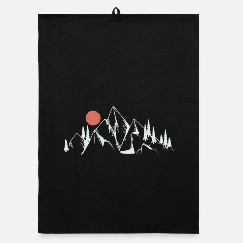 Mountain Dawn Line Art Organic dish towel