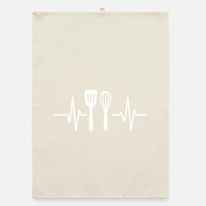 Heartbeat Kitchen Fork Design Organic dish towel