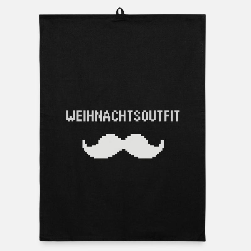 Pixel Weihnachtsoutfit Schnurrbart Organic Geschirrtuch