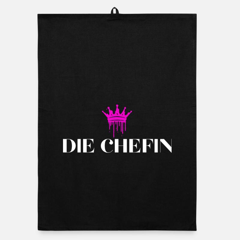 Die Chefin Krone Chefin Geschenke - Torchon bio - noir