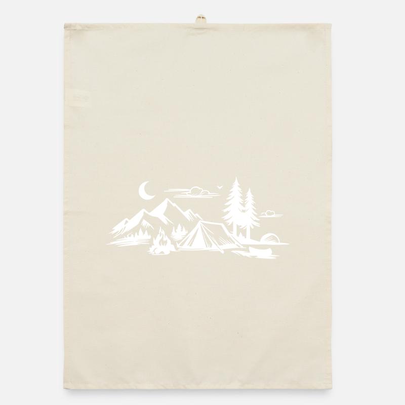 Camping Tent Landscape Organic dish towel