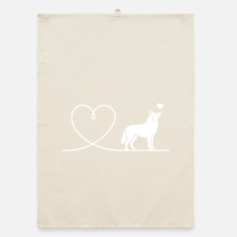 Schlittenhund Silhouette eines Huskys Organic Geschirrtuch