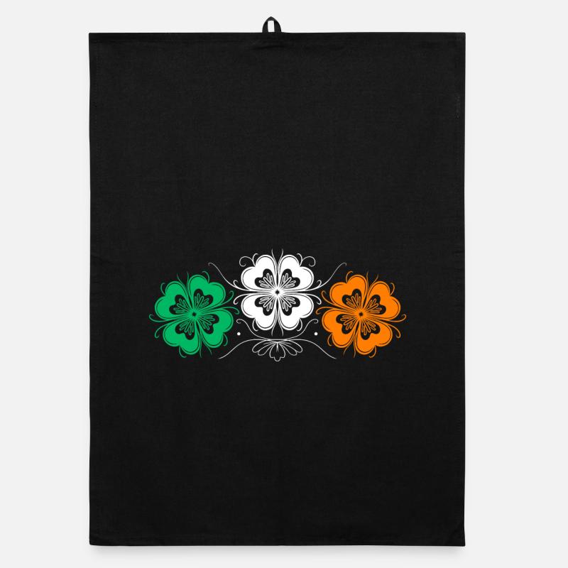 Three St Patrick's Day Shamrocks in Irish Colors Organic dish towel