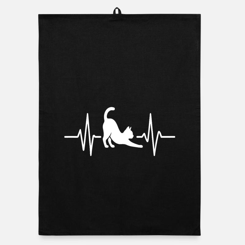 Cat Stretch Heartbeat Organic dish towel