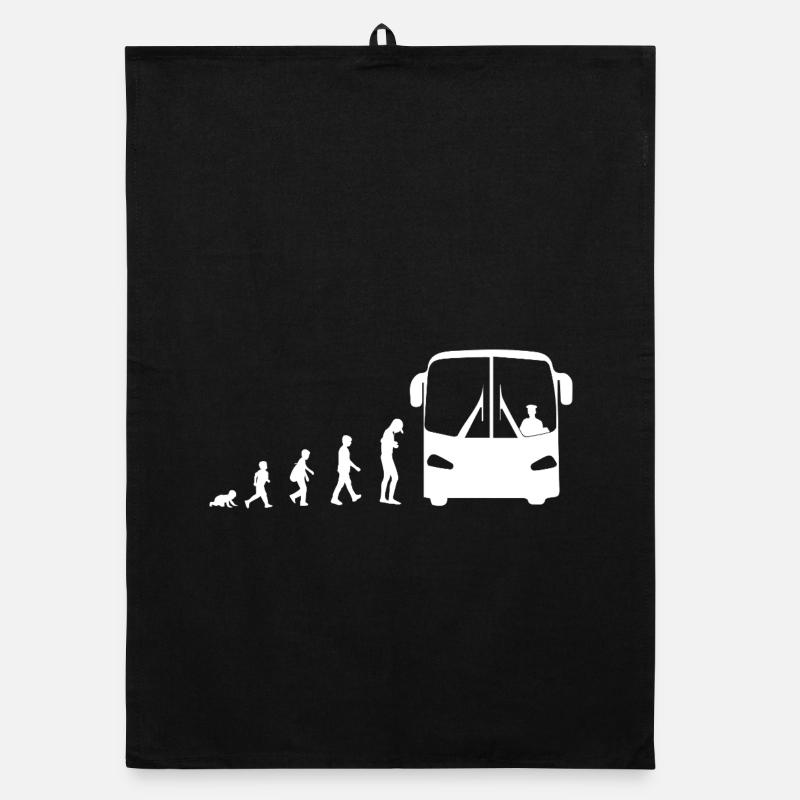 Evolution vom Baby zum Busfahrer - Organic Geschirrtuch - Schwarz