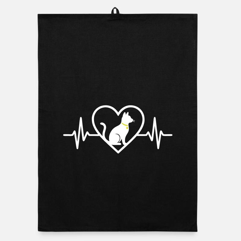 Cat Heart Silhouette Feline Cute Pet Lover Organic dish towel