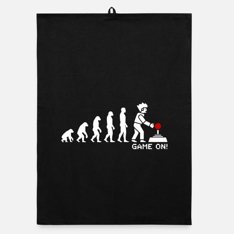 Game On Evolution: Gaming Button Gamer Nerd Organic dish towel