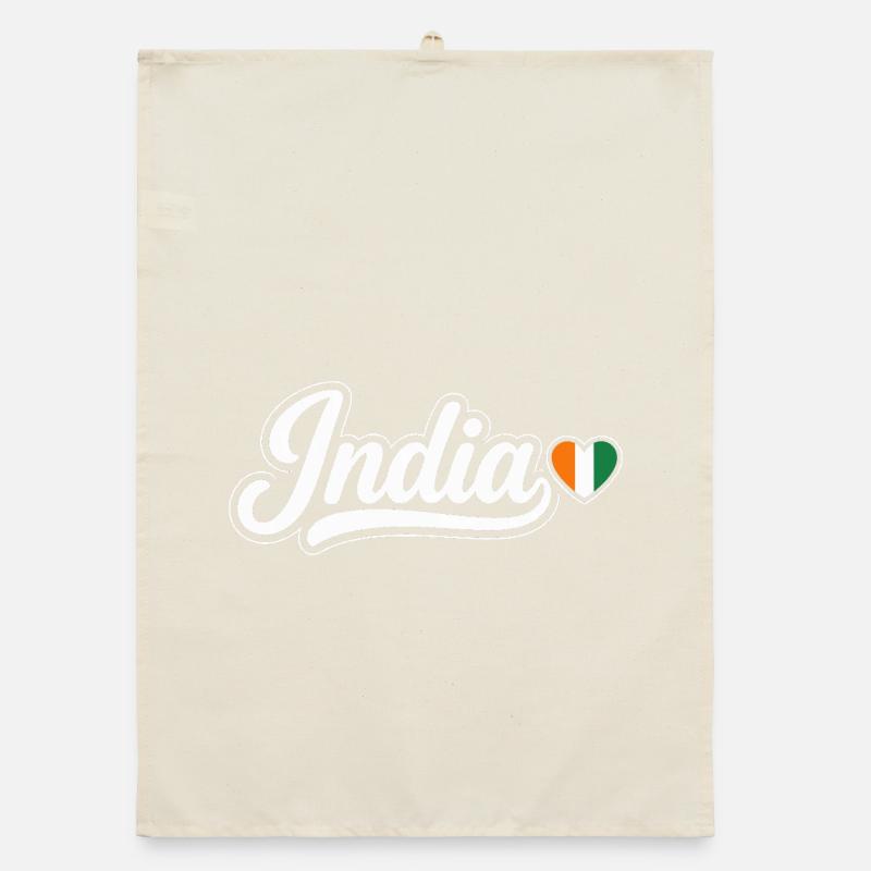 India Script with Flag Heart Patriotic Organic dish towel