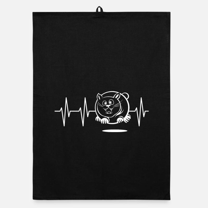 Pulse gros chat mouche drôle symbole rythme cardiaque Torchon bio