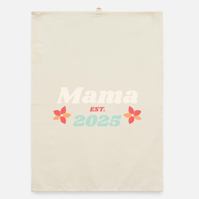 Mama Est 2025 Ich werde Mutter Retro Style Organic Geschirrtuch