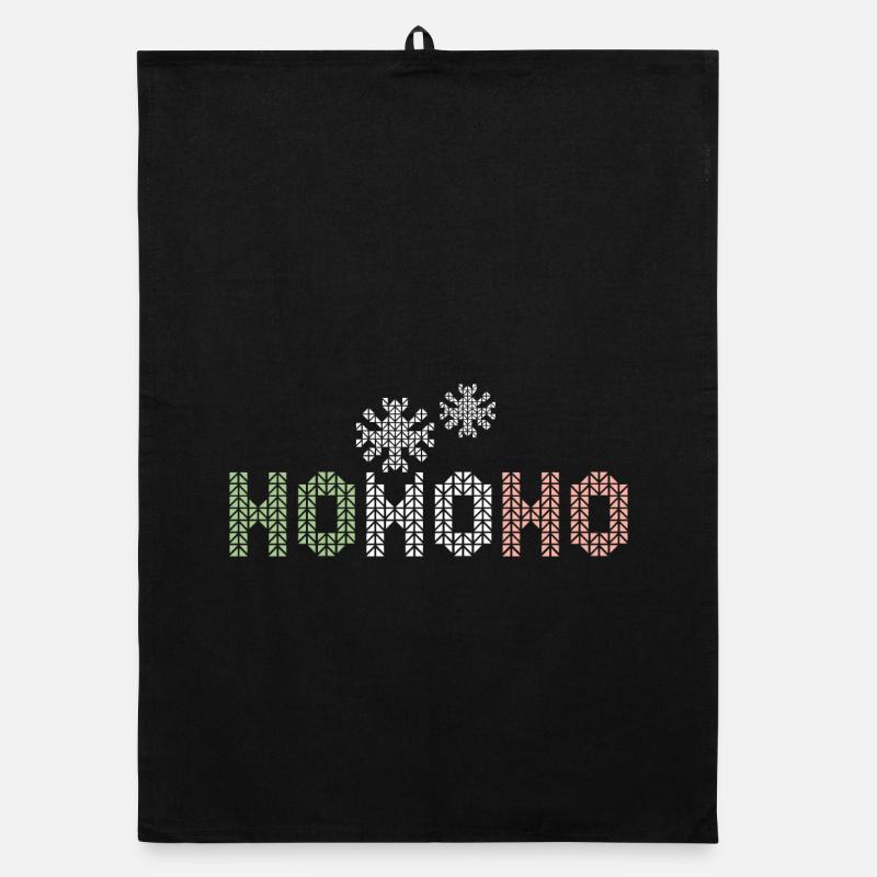 Hohoho neige cristal pixel hiver Noël Torchon bio