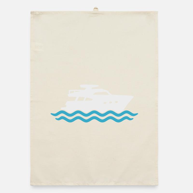 Yacht Silhouette Motorboot Organic Geschirrtuch