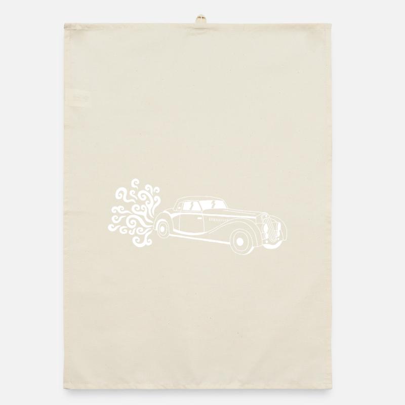 Weißer Oldtimer Organic Geschirrtuch
