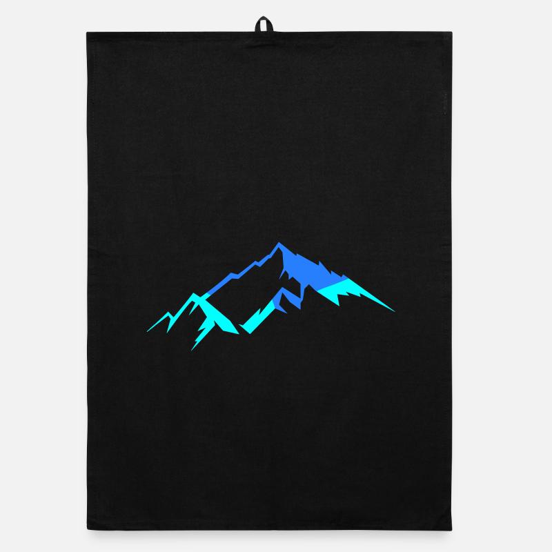Mountains in neon blue Organic dish towel