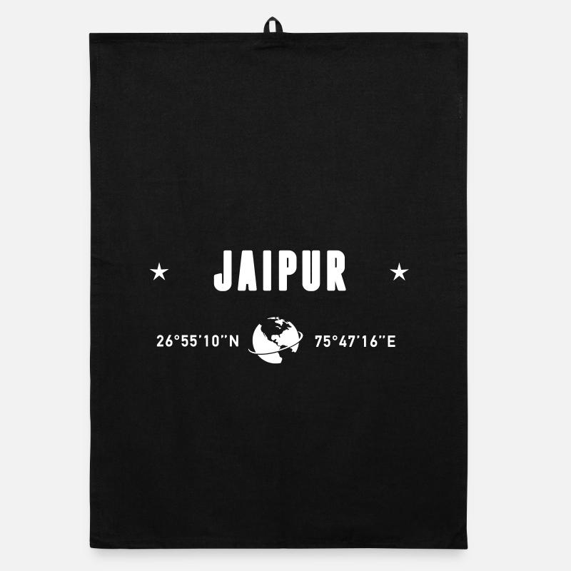 Jaipur India Coordinates Planet Earth White Organic dish towel