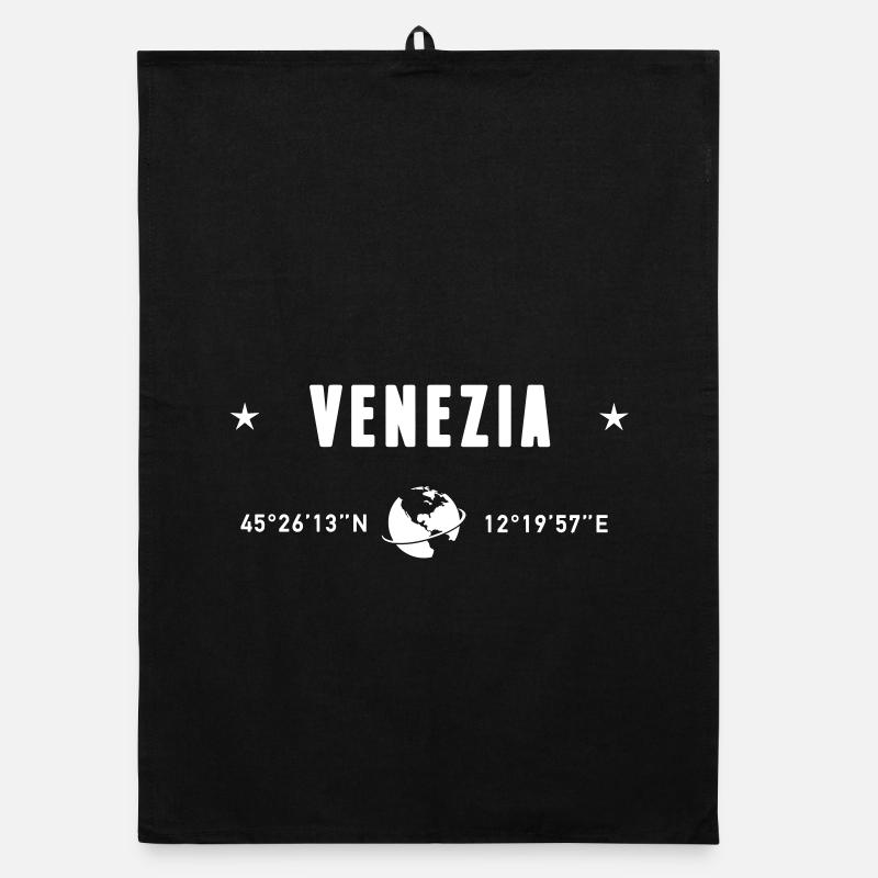 Venezia Italy Coordinates Gps Globe Organic dish towel