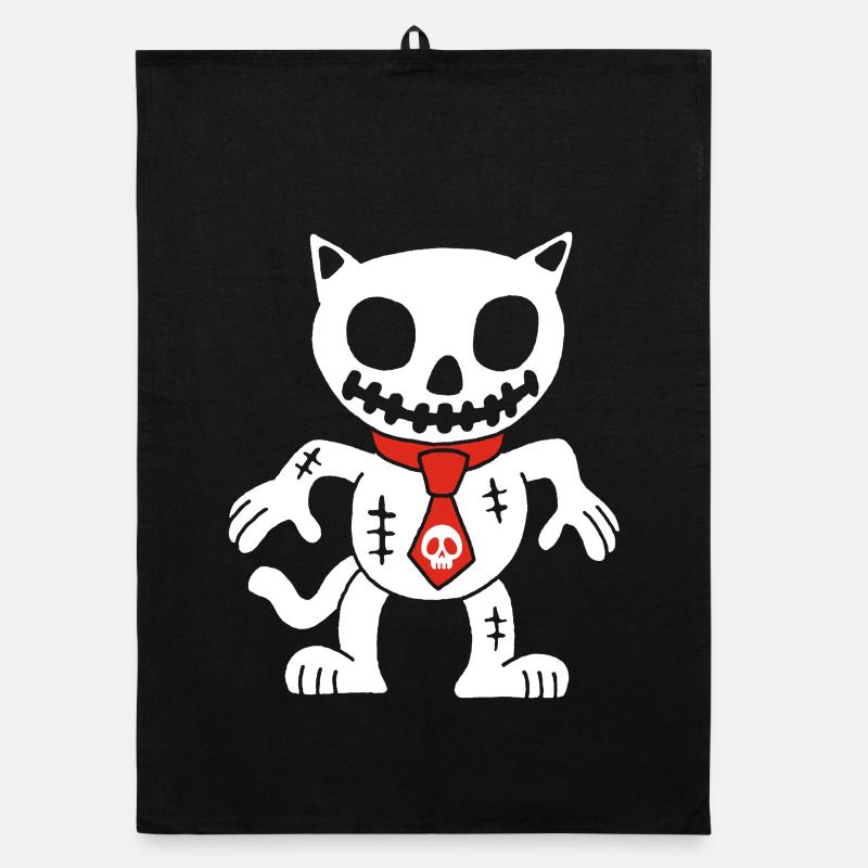 Weiße Katze Voodoo Puppe - Organic Geschirrtuch - Schwarz
